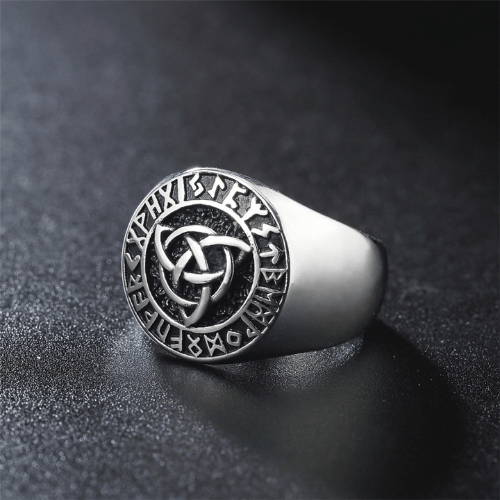 WorldNorse Simple Rune And Celtic Knot Chunky Ring