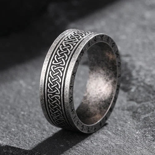 WorldNorse Odin Celtic Knot Rune Stainless Steel Ring