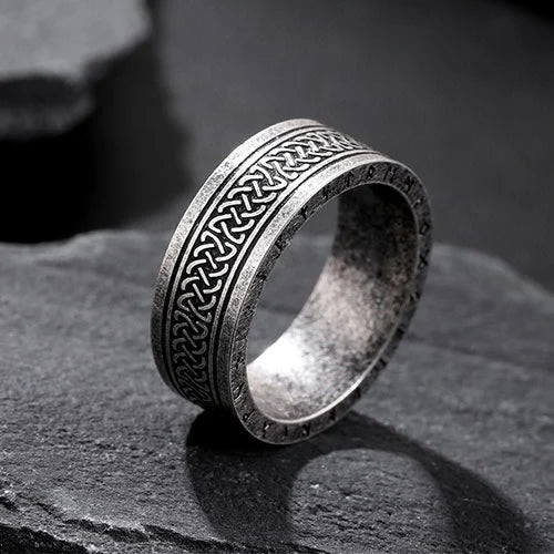 WorldNorse Odin Celtic Knot Rune Stainless Steel Ring - Silver - US 13 - image 0