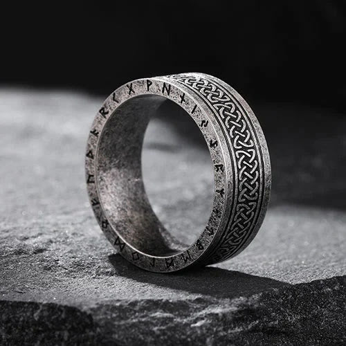 WorldNorse Odin Celtic Knot Rune Stainless Steel Ring