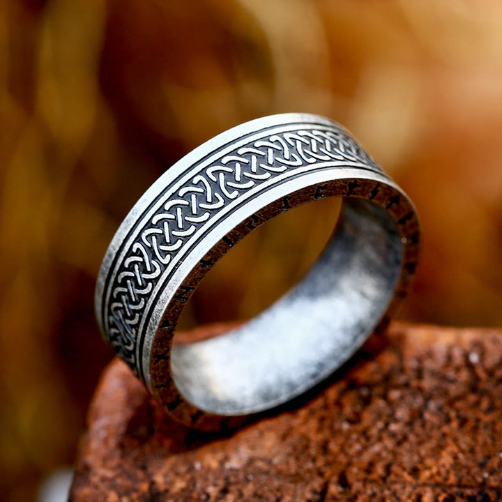 WorldNorse Odin Celtic Knot Rune Stainless Steel Ring