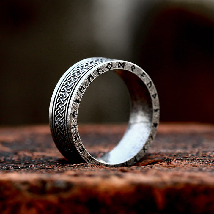 WorldNorse Odin Celtic Knot Rune Stainless Steel Ring