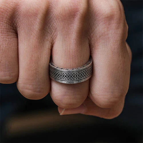 WorldNorse Odin Celtic Knot Rune Stainless Steel Ring