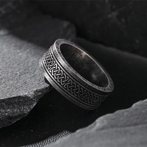 WorldNorse Odin Celtic Knot Rune Stainless Steel Ring