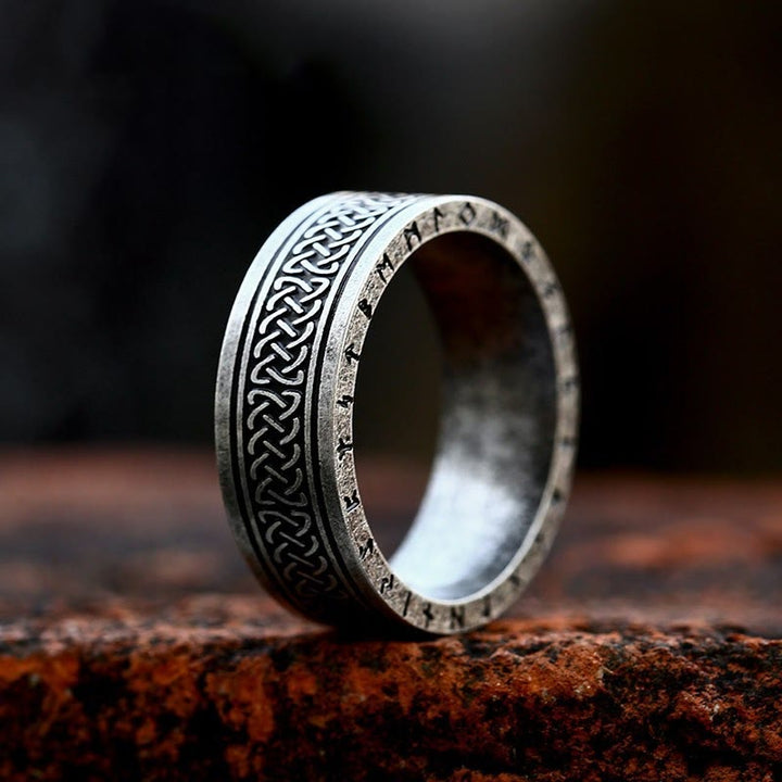 WorldNorse Odin Celtic Knot Rune Stainless Steel Ring