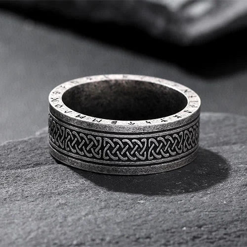 WorldNorse Odin Celtic Knot Rune Stainless Steel Ring