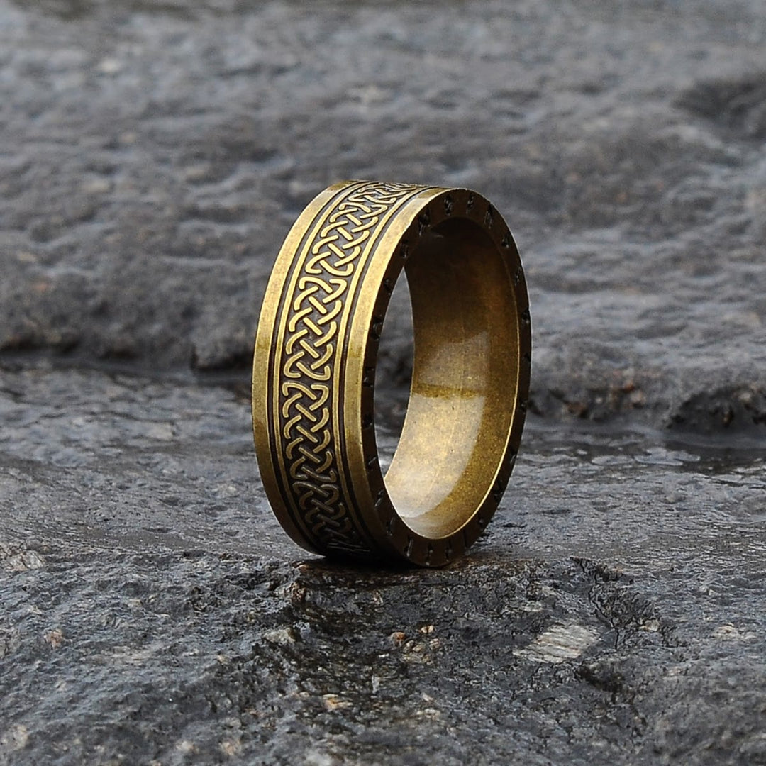 WorldNorse Odin Celtic Knot Rune Stainless Steel Ring