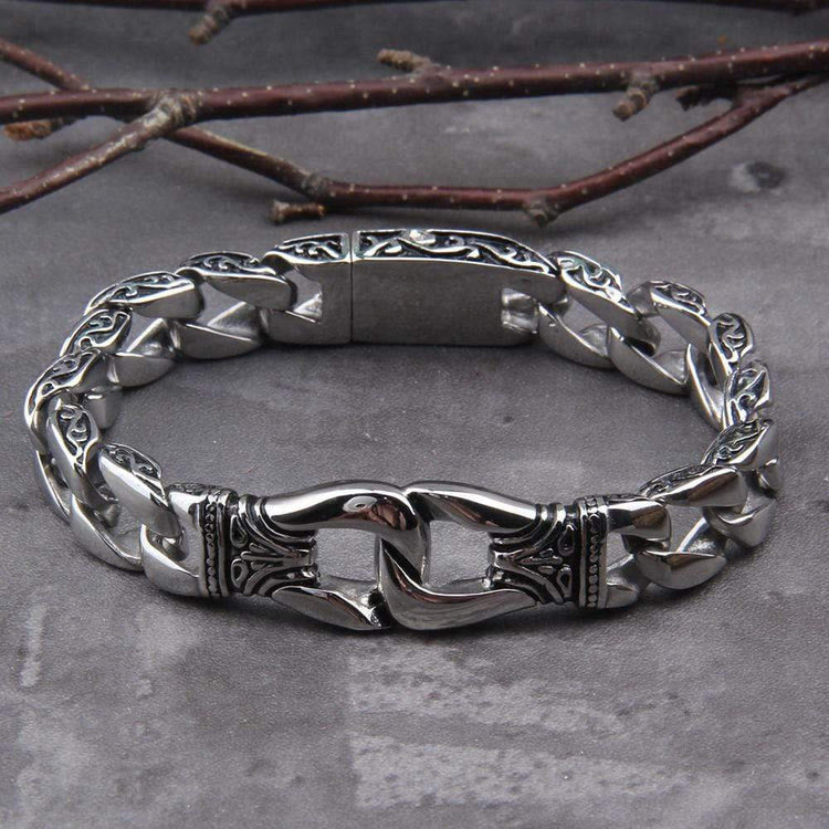 WorldNorse Retro Totem Celtic Knot Chunky Curb Link Bracelet - image 9