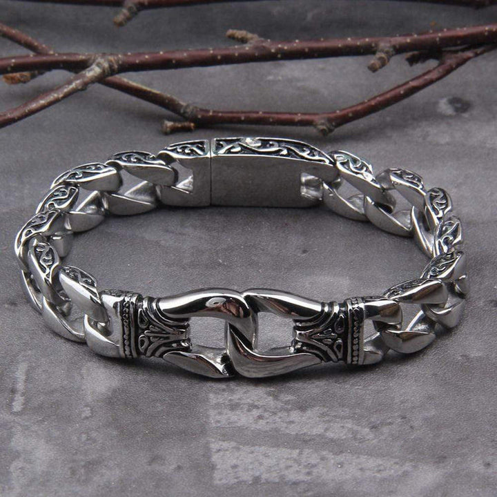 WorldNorse Retro Totem Celtic Knot Chunky Curb Link Bracelet - image 9