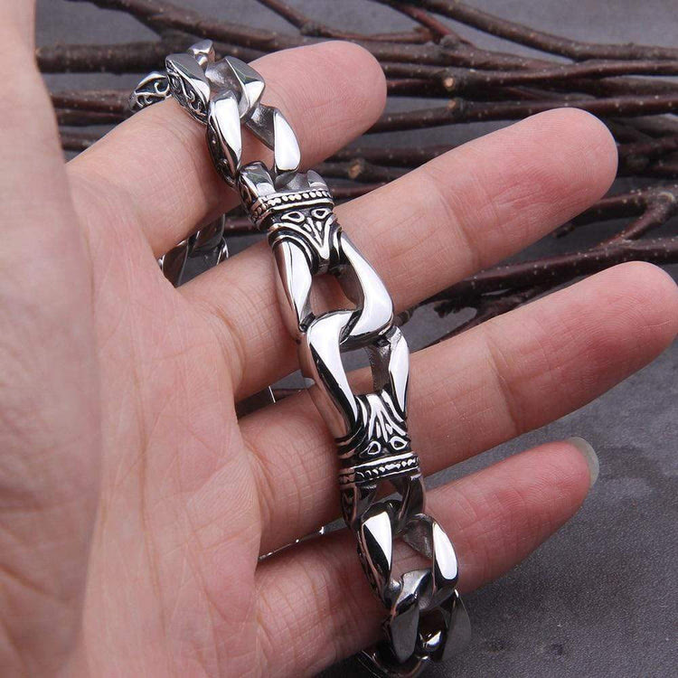 WorldNorse Retro Totem Celtic Knot Chunky Curb Link Bracelet - image 3