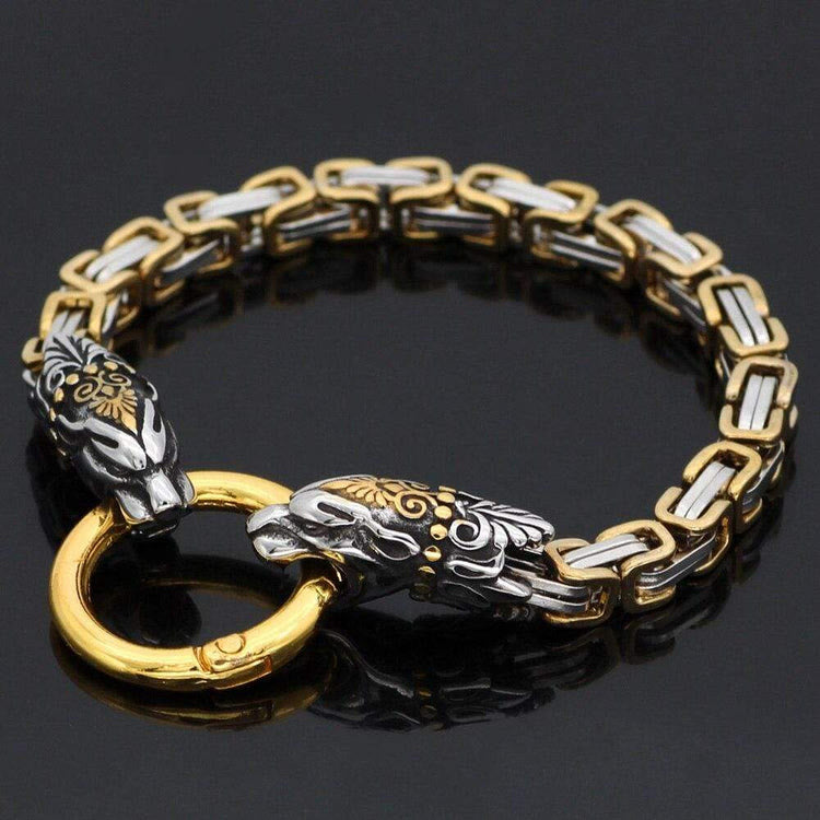 WorldNorse Men's Double Wolf Head Animal Bracelet - image 7