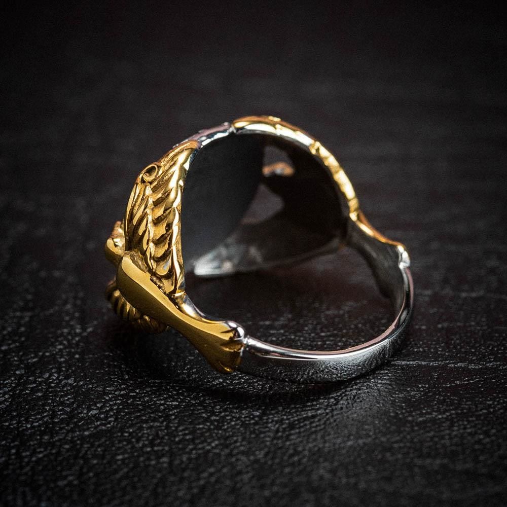 WorldNorse Viking Odin Raven & Helm Of Awe Ring