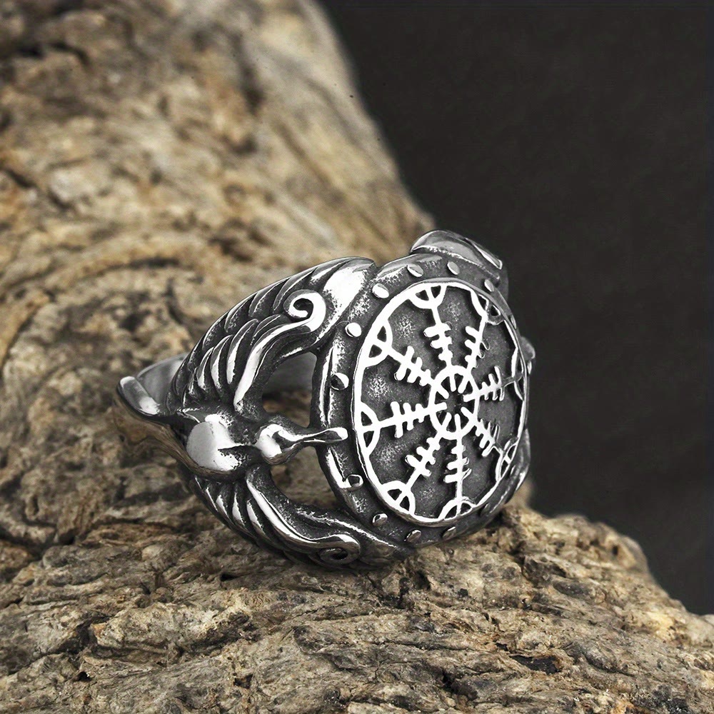 WorldNorse Viking Odin Raven & Helm Of Awe Ring