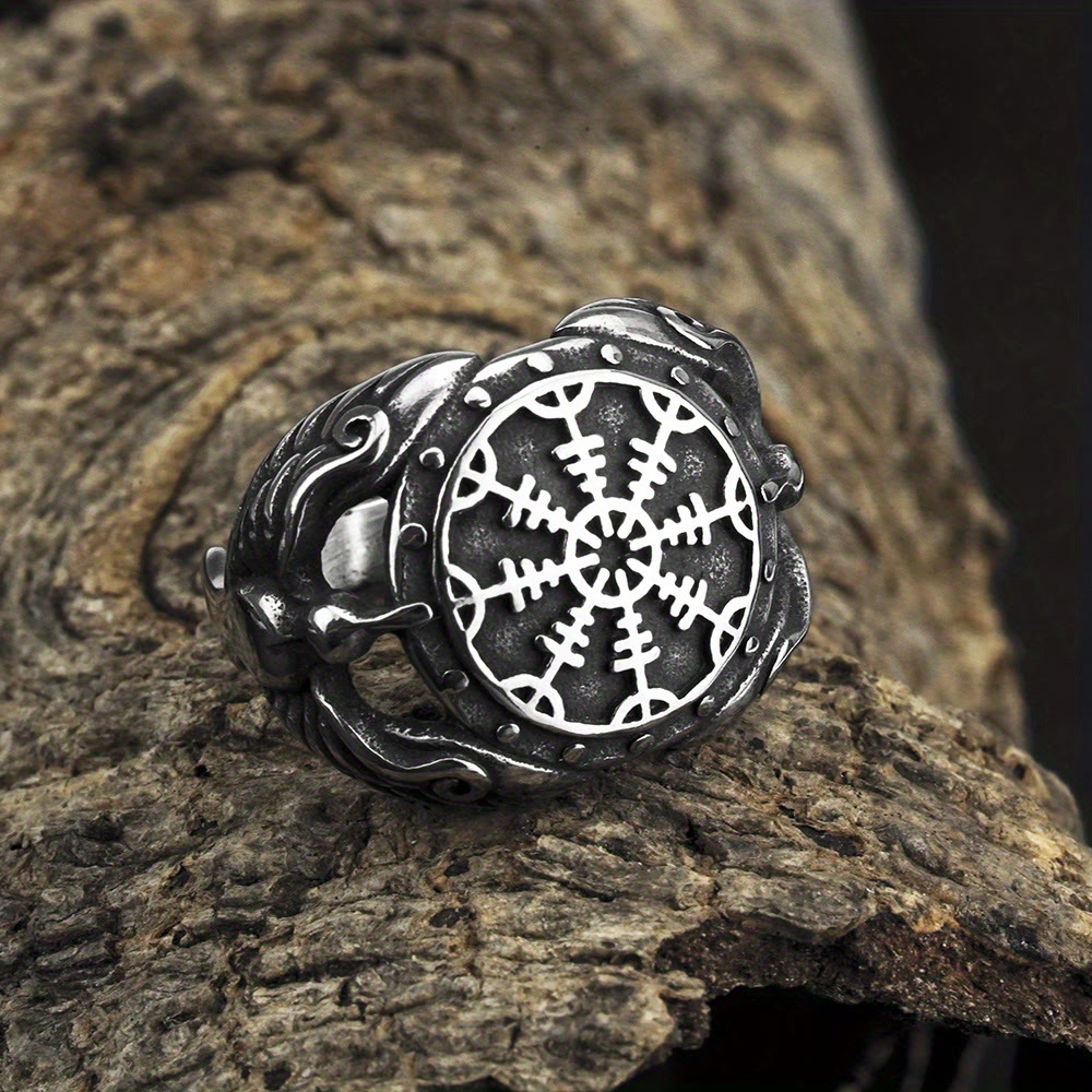 WorldNorse Viking Odin Raven & Helm Of Awe Ring