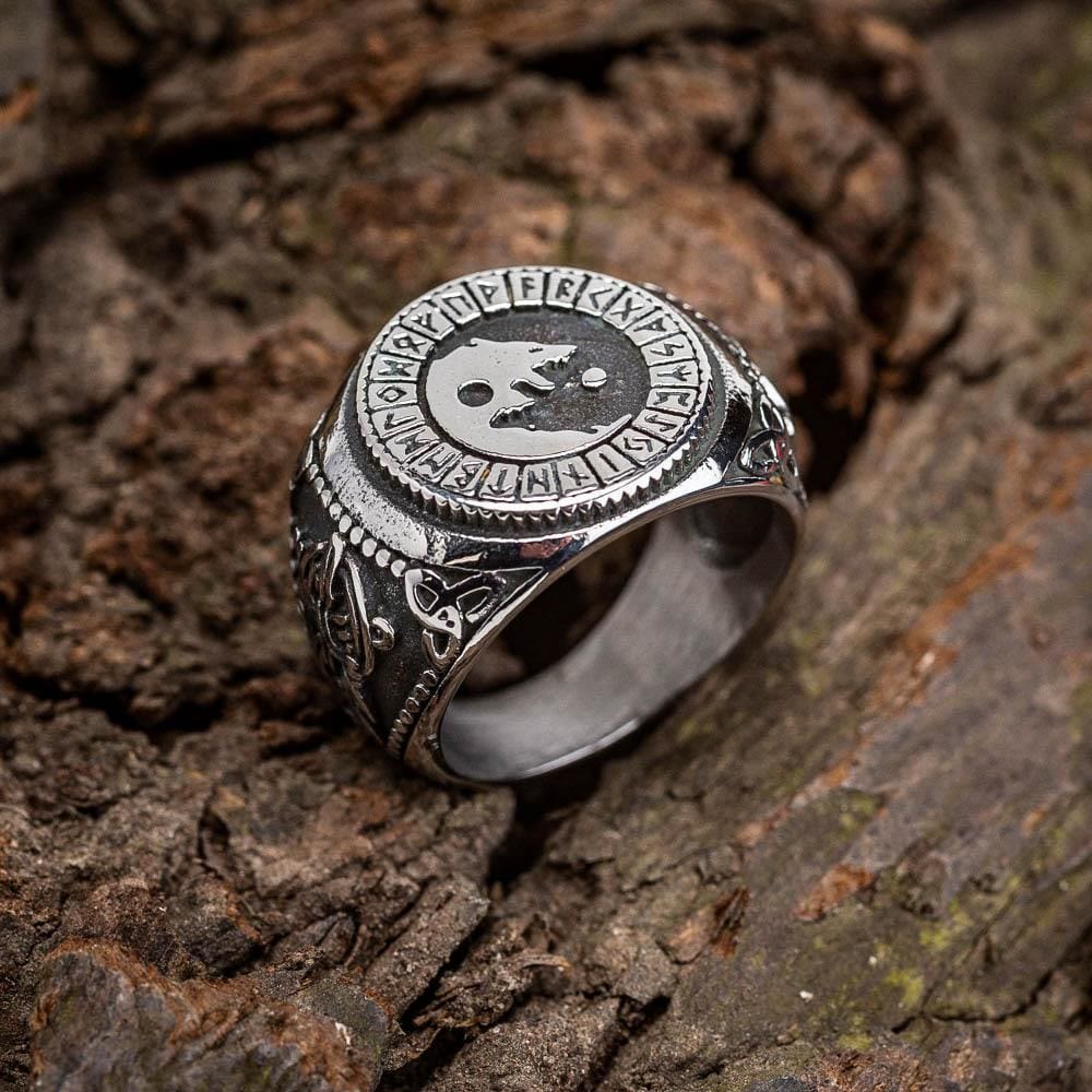 WorldNorse Viking Signet Wolf Rune Ring