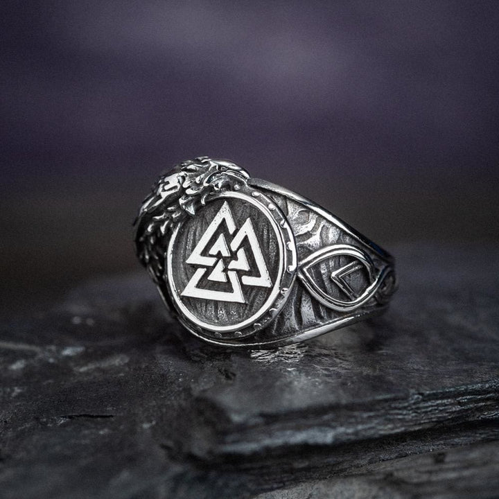 WorldNorse Men's Viking Raven And Valknut Ring