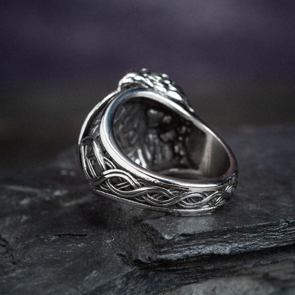 WorldNorse Men's Viking Raven And Valknut Ring