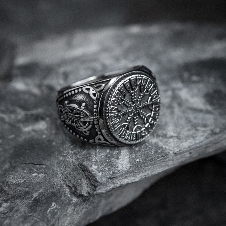 WorldNorse Helm Of Awe Rune And Triquetra Amulet Ring