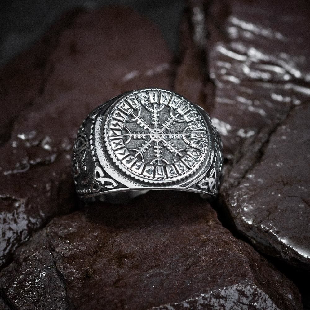 WorldNorse Helm Of Awe Rune And Triquetra Amulet Ring