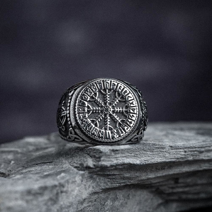 WorldNorse Helm Of Awe Rune And Triquetra Amulet Ring