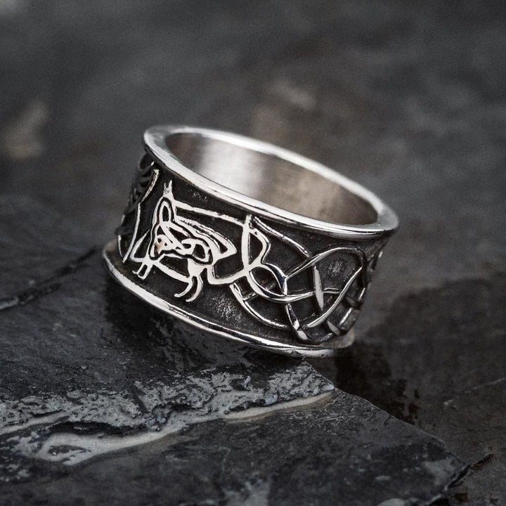 WorldNorse Viking Retro Raven Chunky Ring