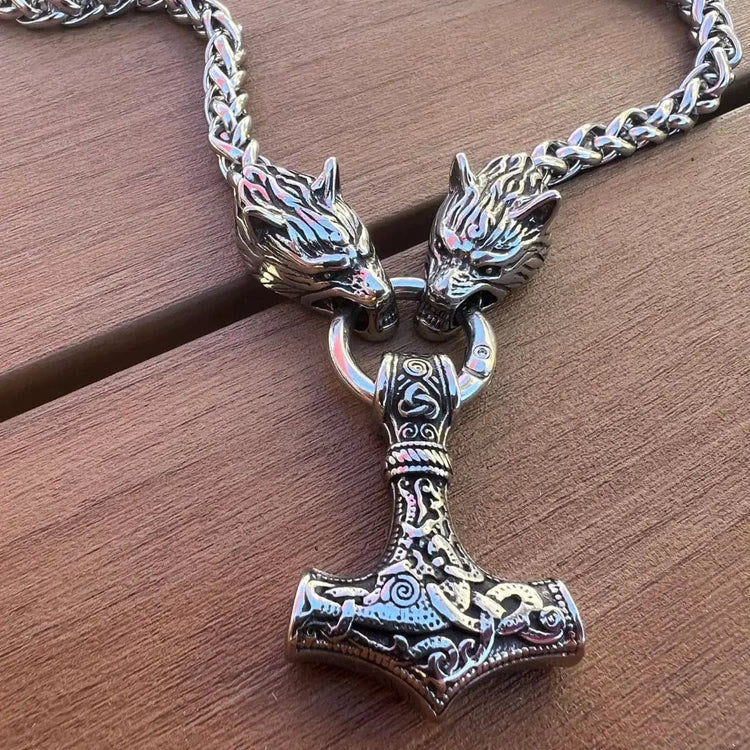 WorldNorse Vintage Viking Mjolnir With Wolves Necklace & Bracelet - image 12