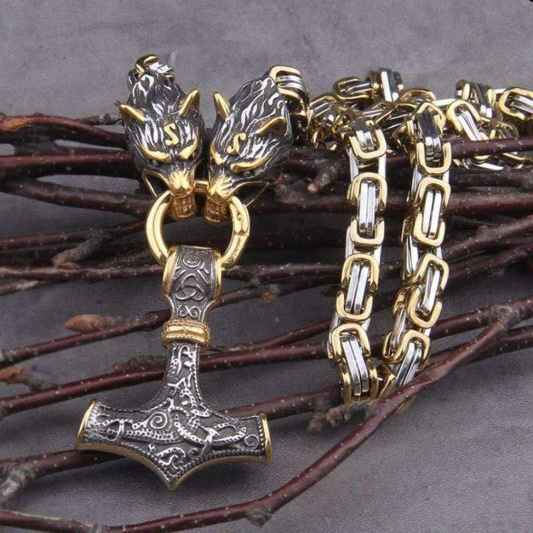 WorldNorse Vintage Viking Mjolnir With Wolves Necklace & Bracelet - image 19
