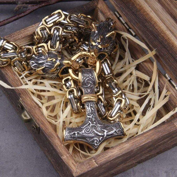 WorldNorse Vintage Viking Mjolnir With Wolves Necklace & Bracelet - image 20
