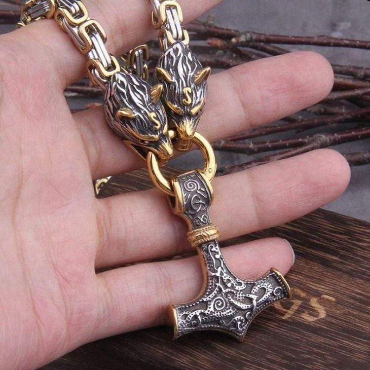 WorldNorse Vintage Viking Mjolnir With Wolves Necklace & Bracelet - image 18