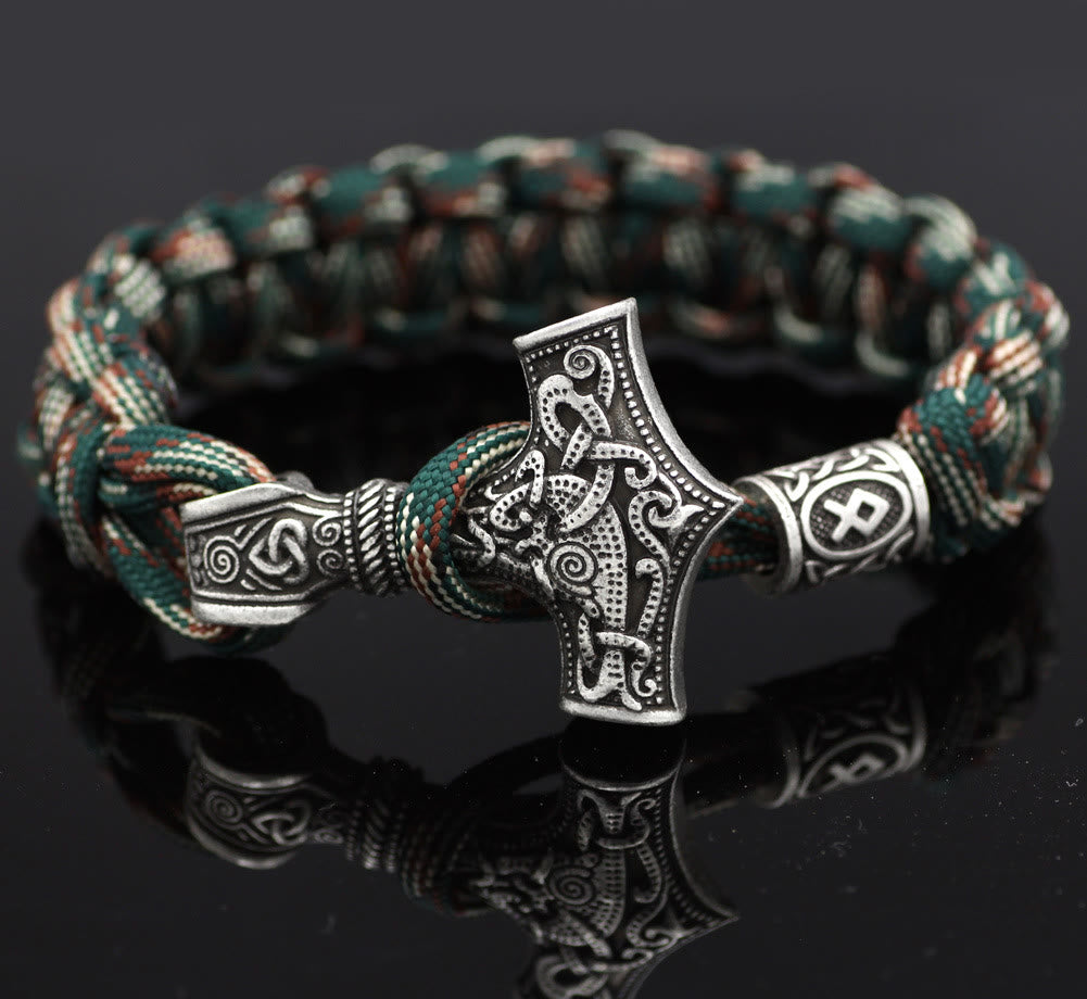 WorldNorse Thor's Hammer Braided Rope Viking Mjolnir Bracelet - Style# V - image 17