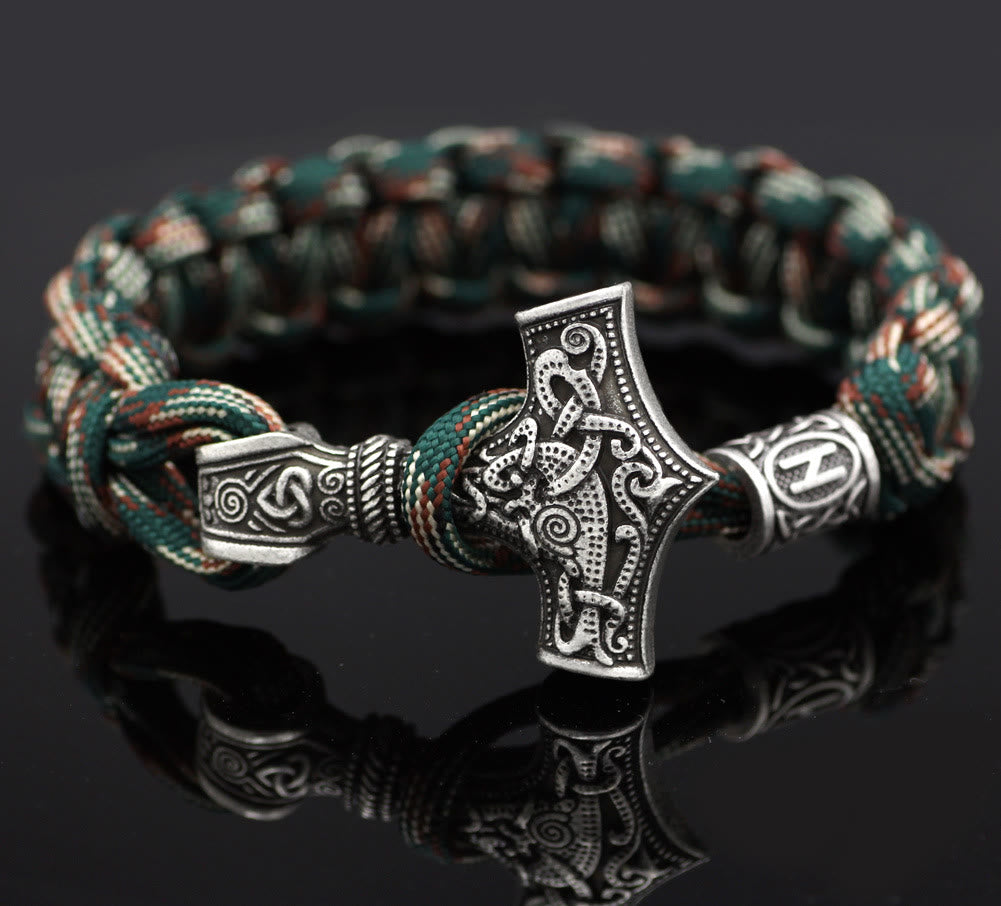 WorldNorse Thor's Hammer Braided Rope Viking Mjolnir Bracelet - Style# H - image 13