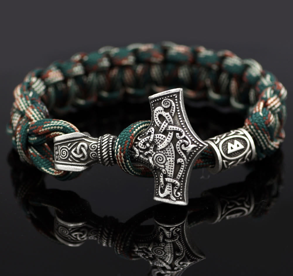 WorldNorse Thor's Hammer Braided Rope Viking Mjolnir Bracelet - Style# B - image 14