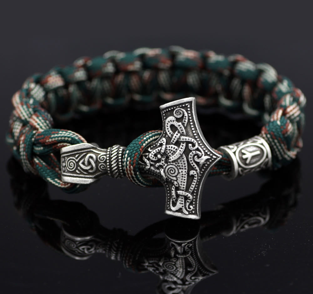 WorldNorse Thor's Hammer Braided Rope Viking Mjolnir Bracelet - Style# W - image 12
