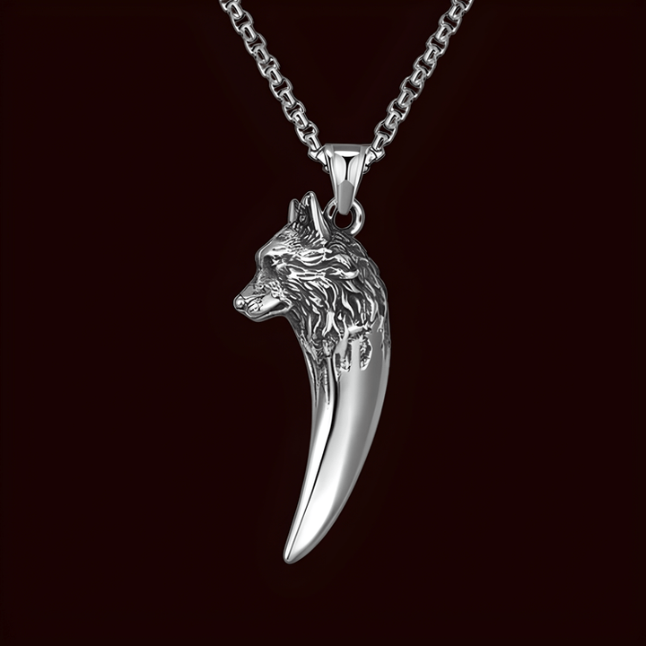 WorldNorse "Never Give Up" Wolf Necklace - Silver - Chain#70cm - image 0