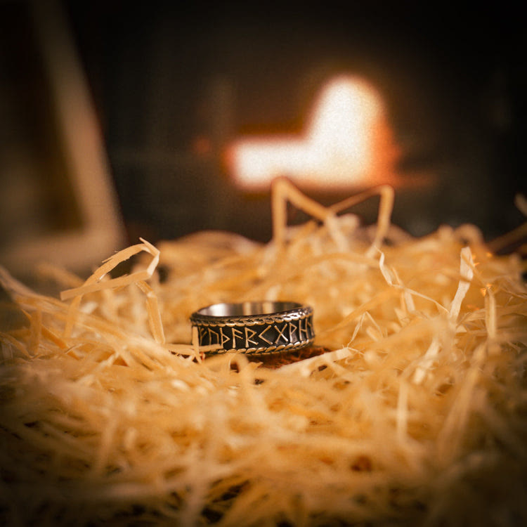 WorldNorse Antique Viking Rune and Knot Ring in Stainless Steel - image 2