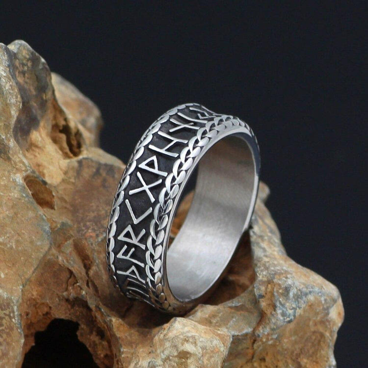 WorldNorse Antique Viking Rune and Knot Ring in Stainless Steel - image 5