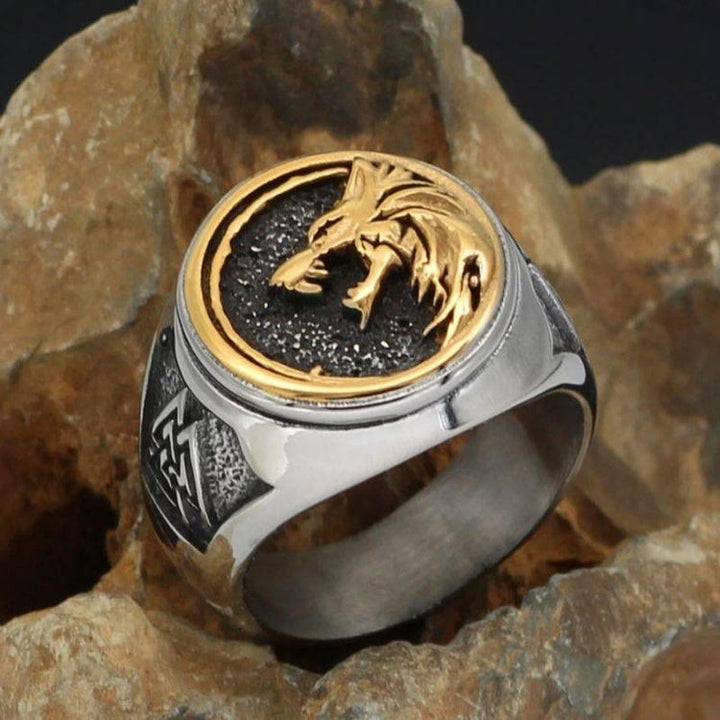 WorldNorse Viking Wolf Head Valknut Ring