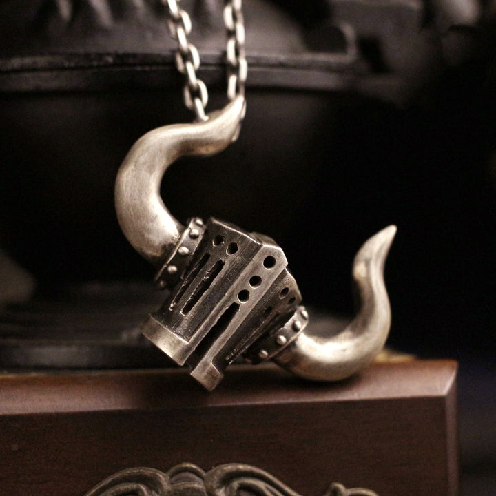 WorldNorse Retro Crusader Horned Heavy Helmet Necklace - Helmet - image 0