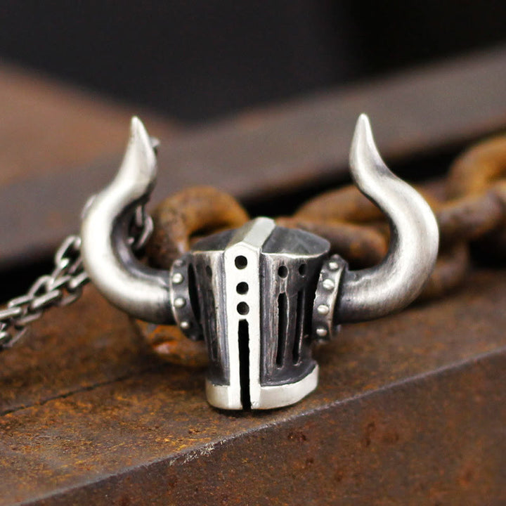 WorldNorse Retro Crusader Horned Heavy Helmet Necklace - image 4