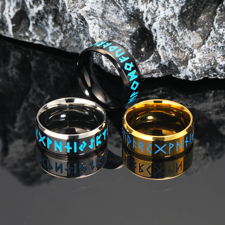 WorldNorse Inner Arc Mirror Etching Nordic Rune Ring