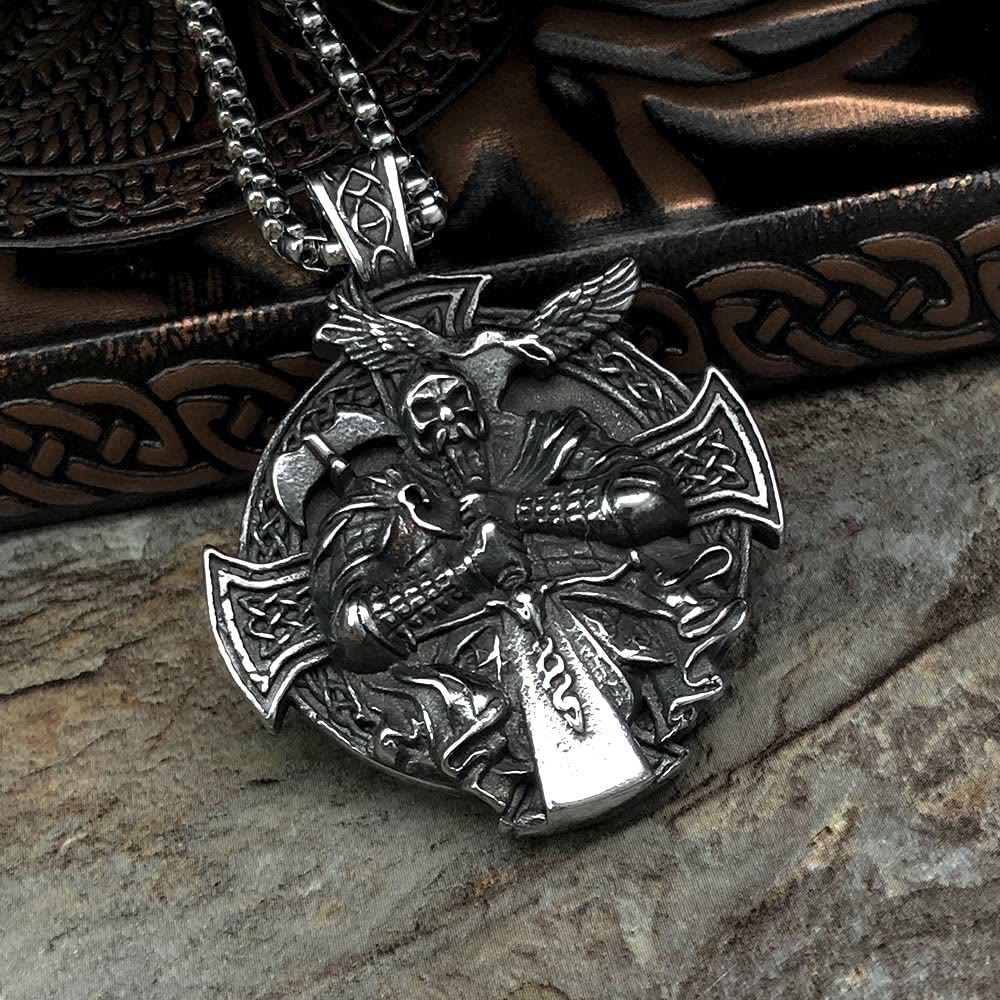WorldNorse Odin's Warrior Raven Shield Pendant Necklace - Silver - image 0