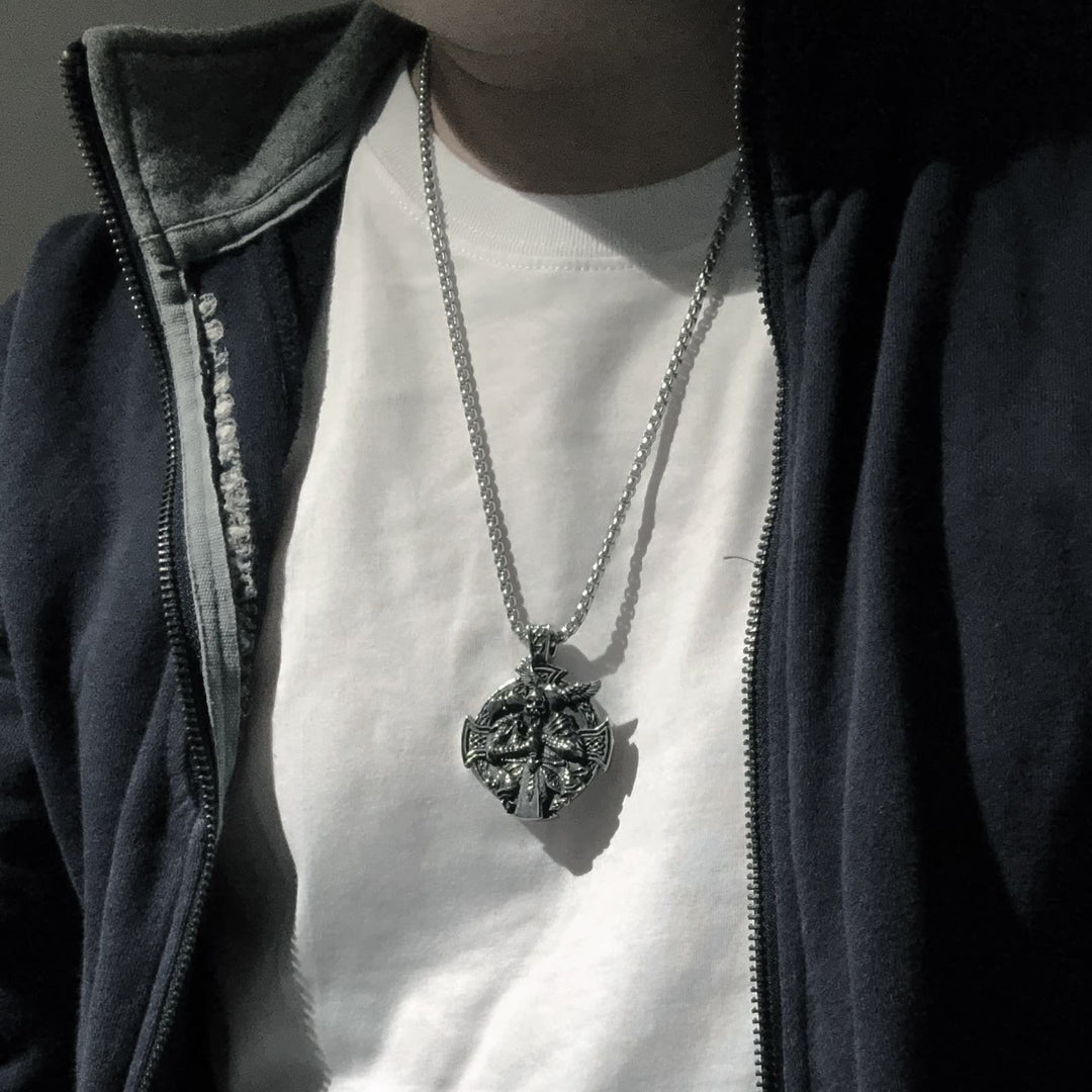 WorldNorse Odin's Warrior Raven Shield Pendant Necklace - image 1