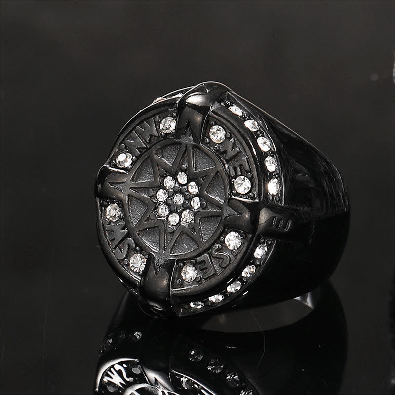 WorldNorse Anchor Compass Octagonal Star Amulet Ring