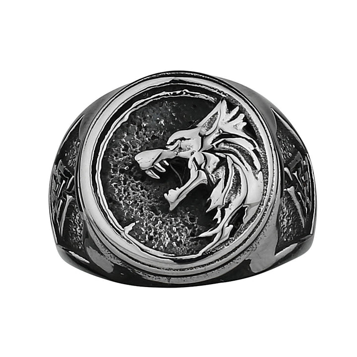 WorldNorse Viking Wolf Head Valknut Ring