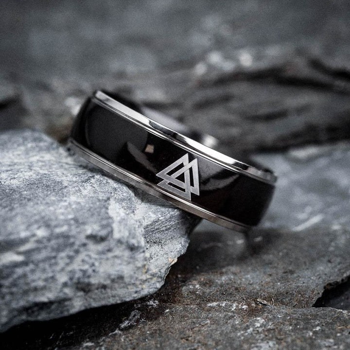 WorldNorse Black Valknut Individuality Ring