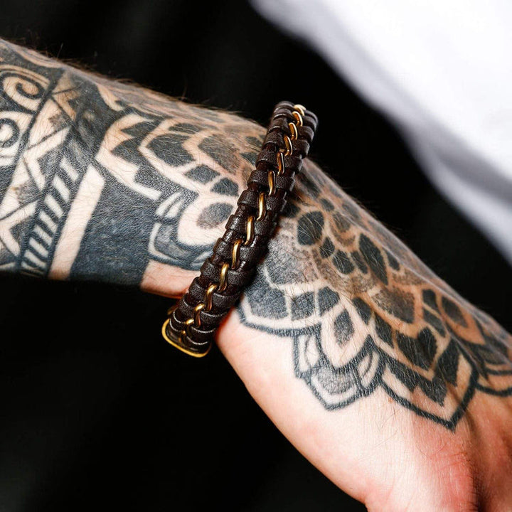 WorldNorse Vintage Braided Leather Odin Bracelet - image 1