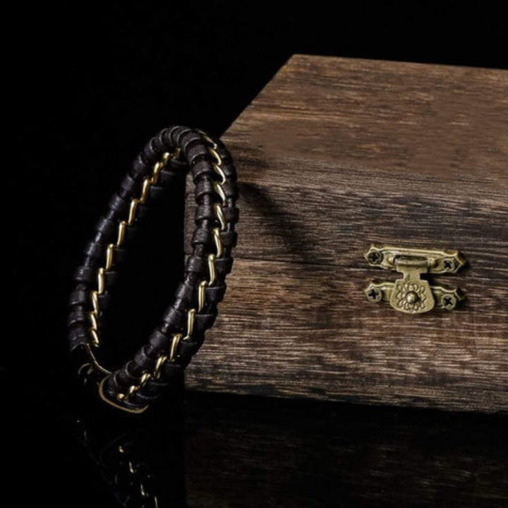 WorldNorse Vintage Braided Leather Odin Bracelet - image 2