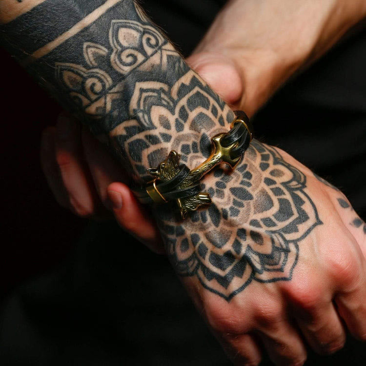 WorldNorse Wolf Fenrir's Head In Leather Bracelet - image 1