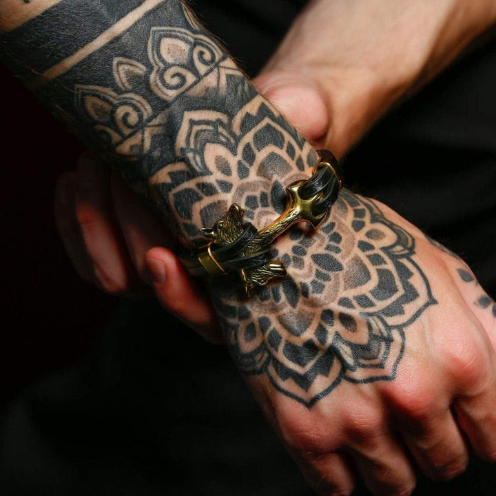 WorldNorse Wolf Fenrir's Head In Leather Bracelet - image 1