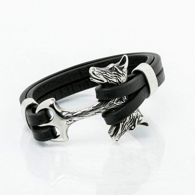 WorldNorse Wolf Fenrir's Head In Leather Bracelet - image 8